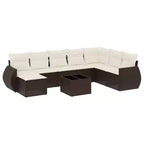 vidaXL 9 Piece Patio Sofa Set with Cushions Beige Poly Rattan