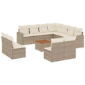 vidaXL 12 Piece Patio Sofa Set with Cushions Beige Poly Rattan
