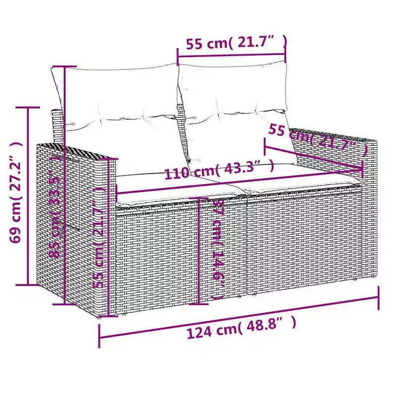 Set di divani da patio vidaXL da 5 pezzi con cuscini, polirattan