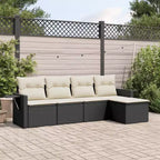 Set di divani da patio vidaXL da 5 pezzi con cuscini, polirattan