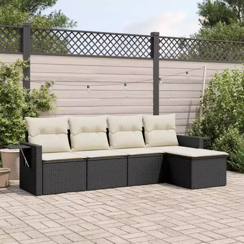 Set di divani da patio vidaXL da 5 pezzi con cuscini, polirattan