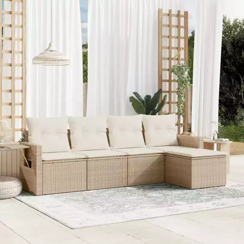 Set di divani da patio vidaXL da 5 pezzi con cuscini, polirattan