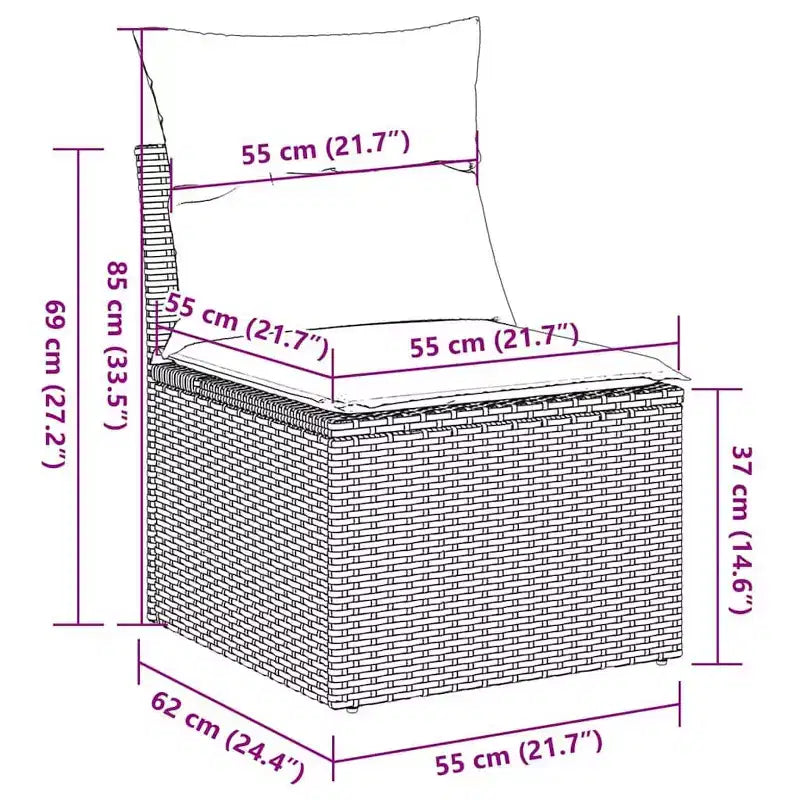 Set di divani da patio vidaXL da 5 pezzi con cuscini, polirattan