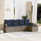 Set di divani da patio vidaXL da 5 pezzi con cuscini, polirattan