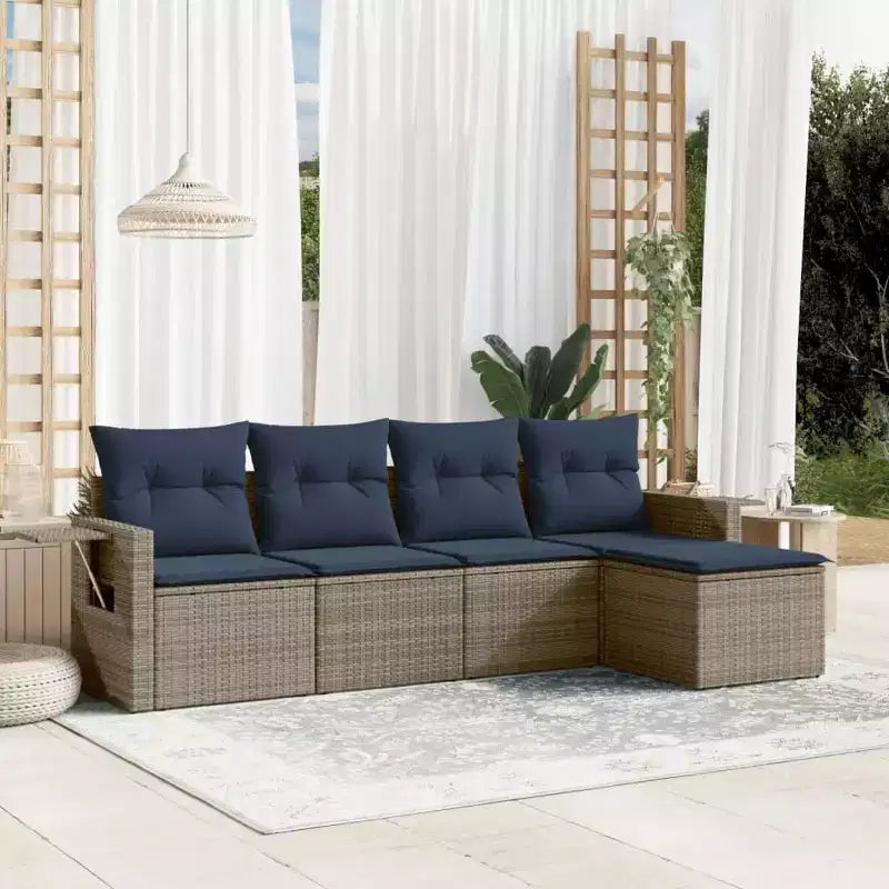 Set di divani da patio vidaXL da 5 pezzi con cuscini, polirattan