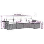 Set di divani da patio vidaXL da 5 pezzi con cuscini, polirattan