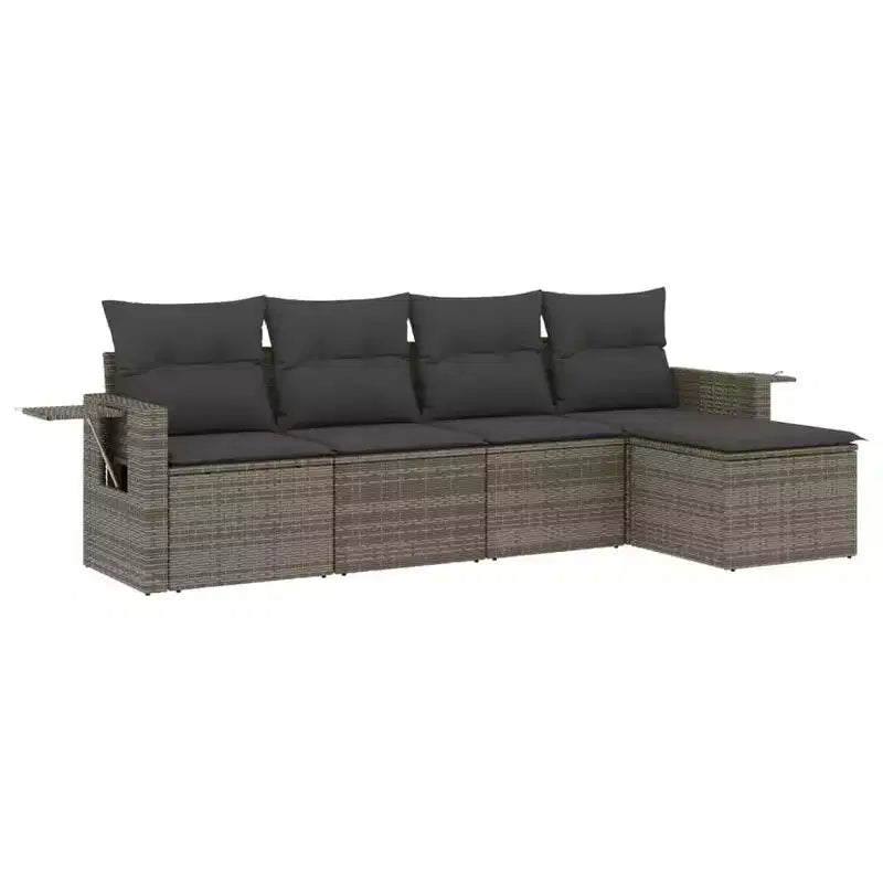 vidaXL 5 Piece Patio Sofa Set with Cushions Poly Rattan