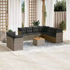 vidaXL Ensemble de canapé de jardin avec coussins, mobilier d’extérieur, 10 pièces, en polyrotin