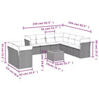 vidaXL Ensemble de canapé de jardin avec coussins, mobilier d’extérieur, 10 pièces, en polyrotin