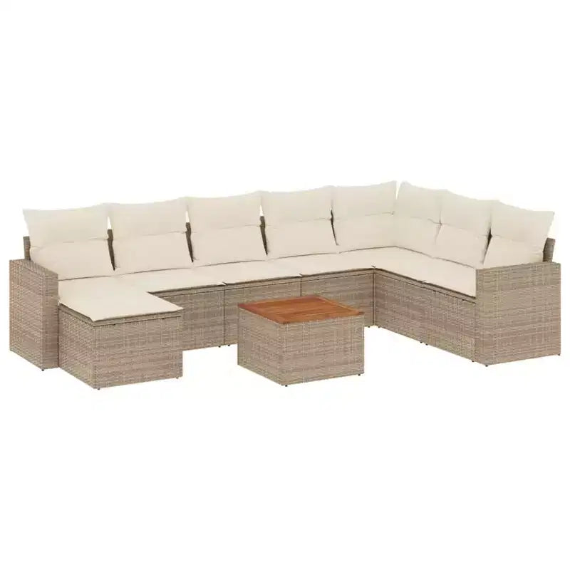 vidaXL Patio Sofa Set with Cushions Outdoor Furniture 9 Piece Poly Rattan