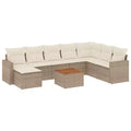 vidaXL Patio Sofa Set with Cushions Outdoor Furniture 9 Piece Poly Rattan