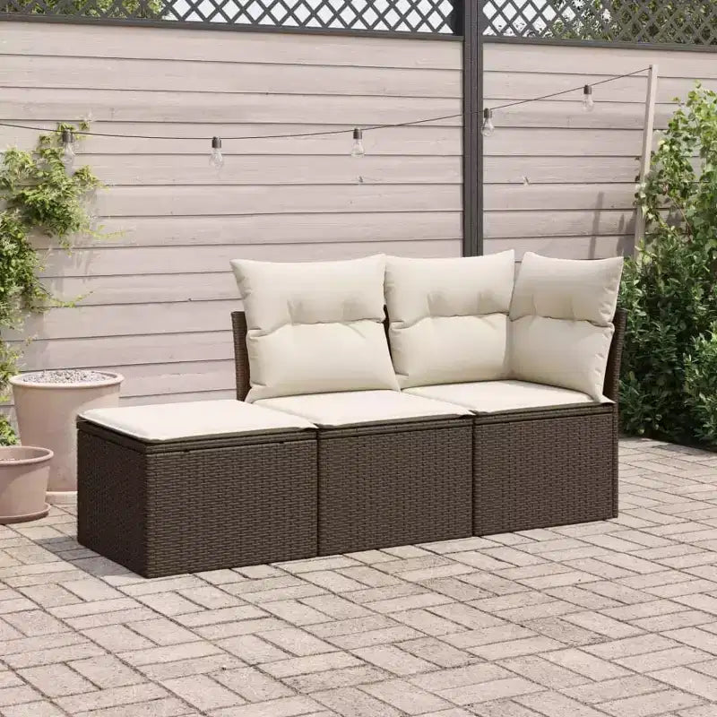 vidaXL Ensemble de canapé de jardin avec coussins, mobilier d’extérieur, 3 pièces, en polyrotin