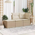 vidaXL Ensemble de canapé de jardin avec coussins, mobilier d’extérieur, 3 pièces, en polyrotin