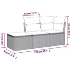 vidaXL Ensemble de canapé de jardin avec coussins, mobilier d’extérieur, 3 pièces, en polyrotin