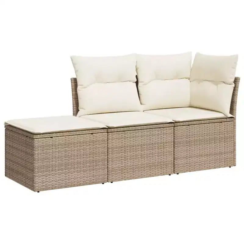 vidaXL Ensemble de canapé de jardin avec coussins, mobilier d’extérieur, 3 pièces, en polyrotin