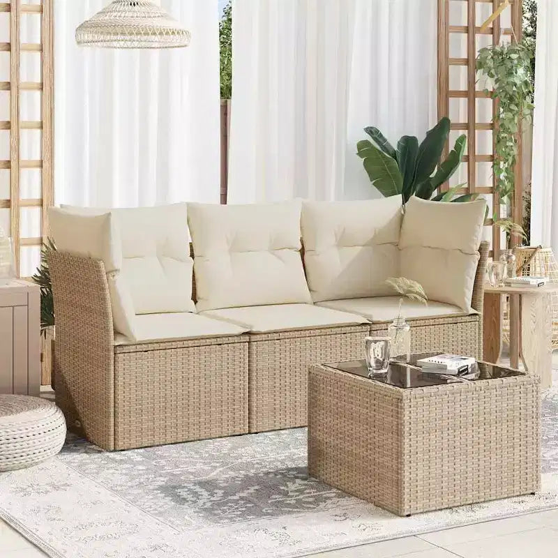 vidaXL Set da divani da giardino da 3 pezzi con cuscini in polyrattan