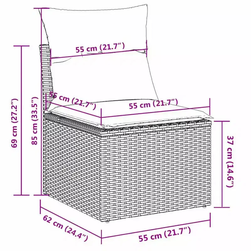 vidaXL Set da divani da giardino da 3 pezzi con cuscini in polyrattan