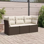 vidaXL Set da divani da giardino da 3 pezzi con cuscini in polyrattan