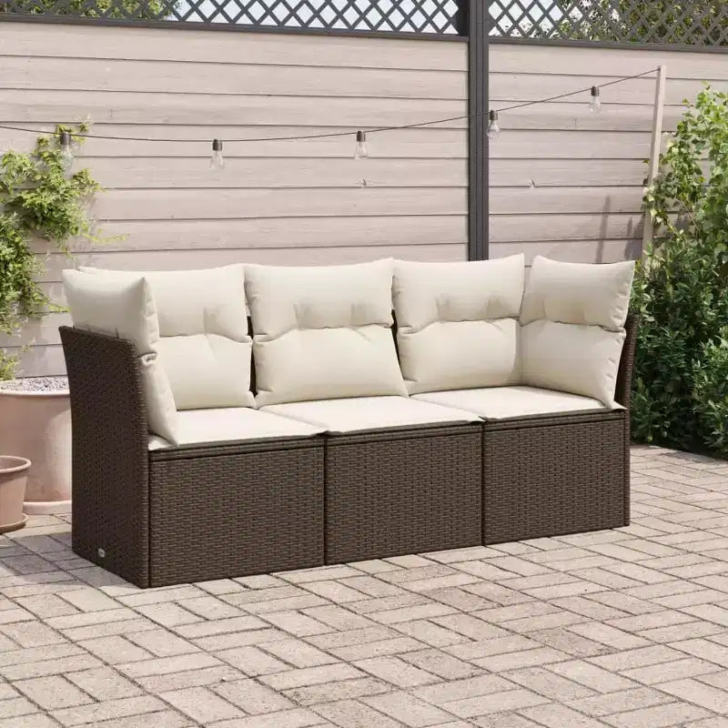 vidaXL Set da divani da giardino da 3 pezzi con cuscini in polyrattan
