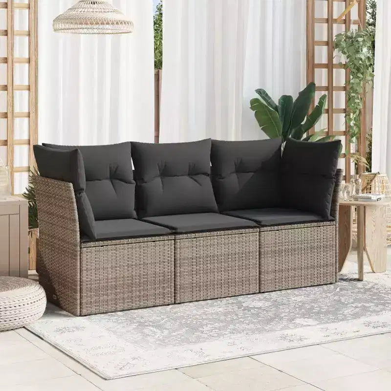 vidaXL Set da divani da giardino da 3 pezzi con cuscini in polyrattan