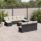vidaXL Ensemble de canapé de terrasse avec coussins, mobilier d’extérieur 11 pièces en polyrotin