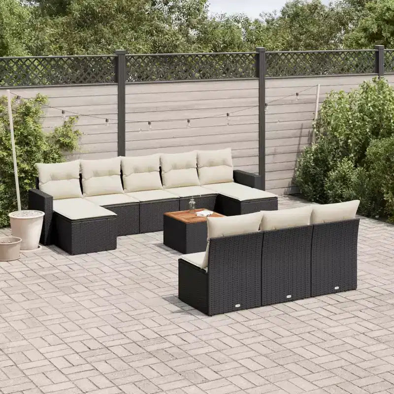 vidaXL Ensemble de canapé de terrasse avec coussins, mobilier d’extérieur 11 pièces en polyrotin