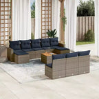 vidaXL Ensemble de canapé de terrasse avec coussins, mobilier d’extérieur 11 pièces en polyrotin
