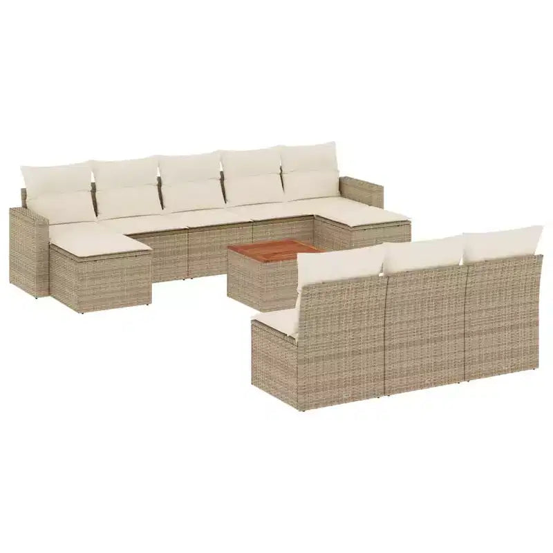 vidaXL Patio Sofa Set with Cushions Outdoor Furniture 11 Piece Poly Rattan