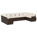 vidaXL 10 Piece Patio Sofa Set with Cushions Brown Poly Rattan