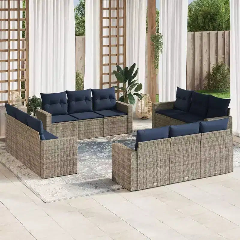 vidaXL 12 Piece Patio Sofa Set with Cushions Poly Rattan, Modular Outdoor Sectional, Multiple Colors and Models