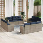 vidaXL 12 Piece Patio Sofa Set with Cushions Poly Rattan, Modular Outdoor Sectional, Multiple Colors and Models