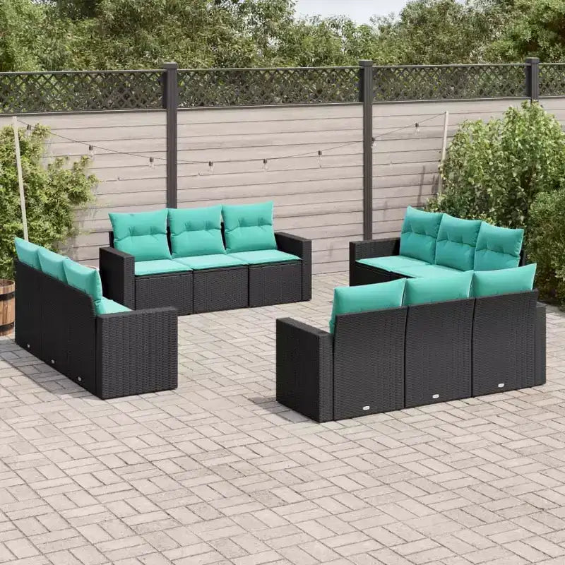 vidaXL 12 Piece Patio Sofa Set with Cushions Poly Rattan, Modular Outdoor Sectional, Multiple Colors and Models