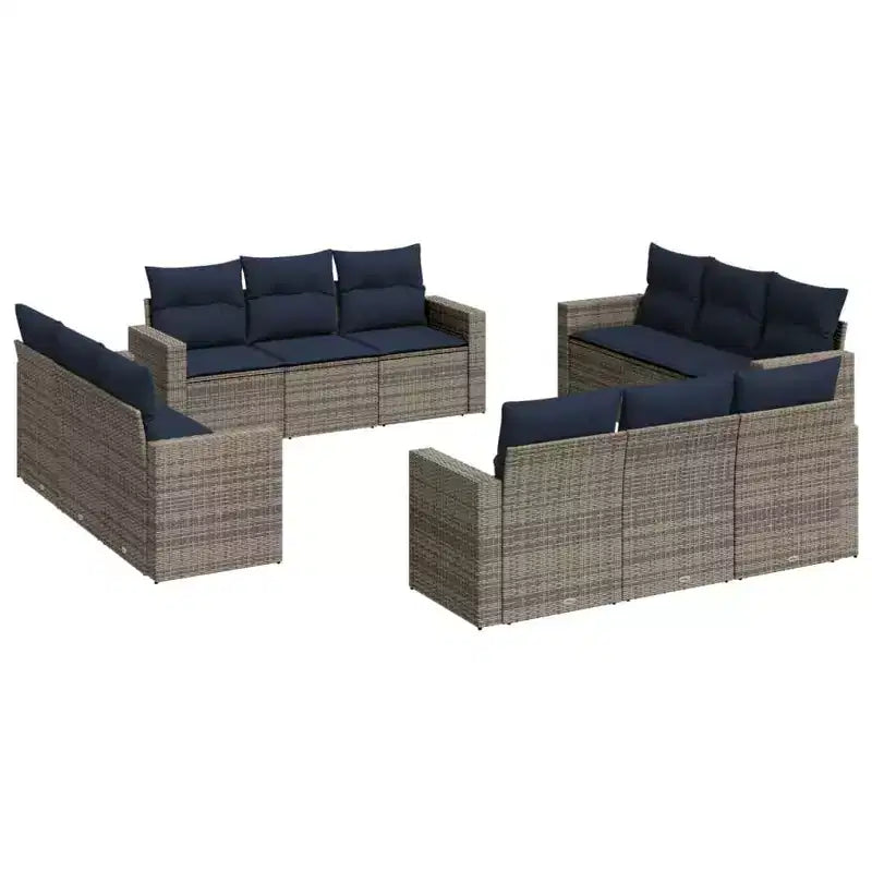 vidaXL 12 Piece Patio Sofa Set with Cushions Poly Rattan, Modular Outdoor Sectional, Multiple Colors and Models