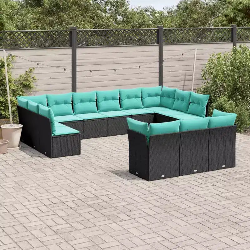 Set di divani da patio vidaXL, 13 pezzi, con cuscini, polirattan