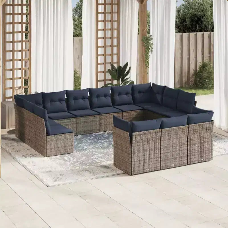Set di divani da patio vidaXL, 13 pezzi, con cuscini, polirattan