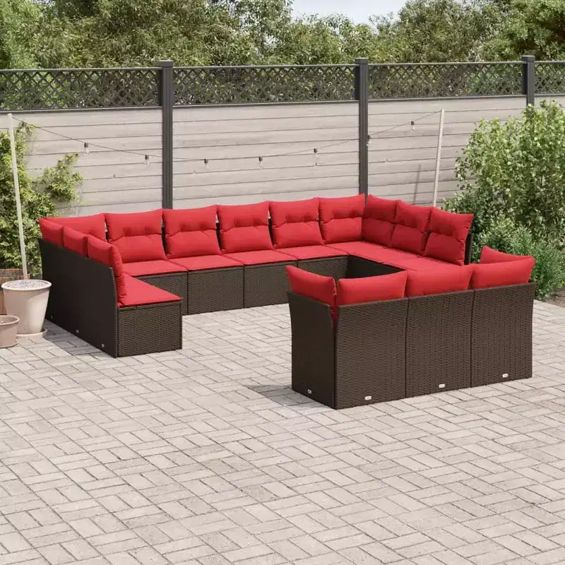 Set di divani da patio vidaXL, 13 pezzi, con cuscini, polirattan
