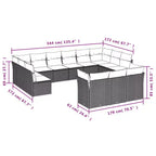Set di divani da patio vidaXL, 13 pezzi, con cuscini, polirattan