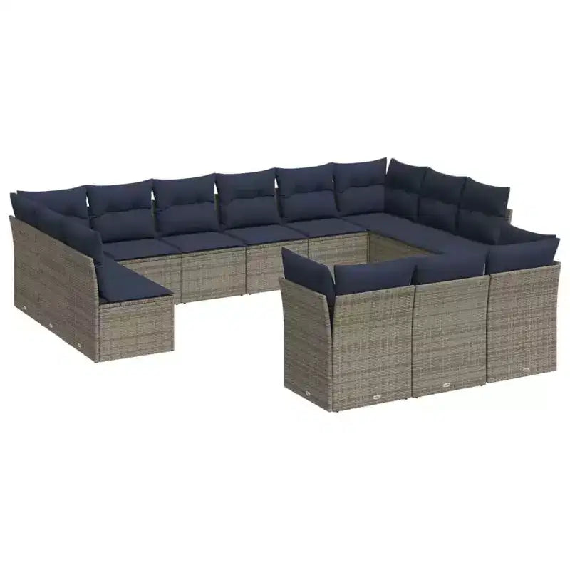 vidaXL 13 Piece Patio Sofa Set with Cushions Poly Rattan