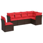 vidaXL 7 Piece Patio Sofa Set with Cushions Brown Poly Rattan