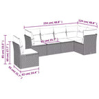 Set di divani da patio vidaXL da 7 pezzi con cuscini, polirattan marrone