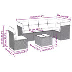 Set di divani da patio vidaXL da 7 pezzi con cuscini, polirattan marrone