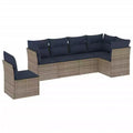 Set di divani da patio vidaXL da 7 pezzi con cuscini, polirattan marrone