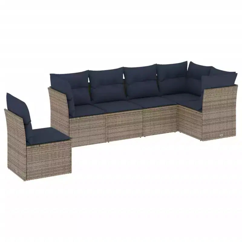 Set di divani da patio vidaXL da 7 pezzi con cuscini, polirattan marrone