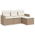 vidaXL Patio Sofa Set with Cushions Outdoor Furniture Poly Rattan, 4 Piece Modular Sectional