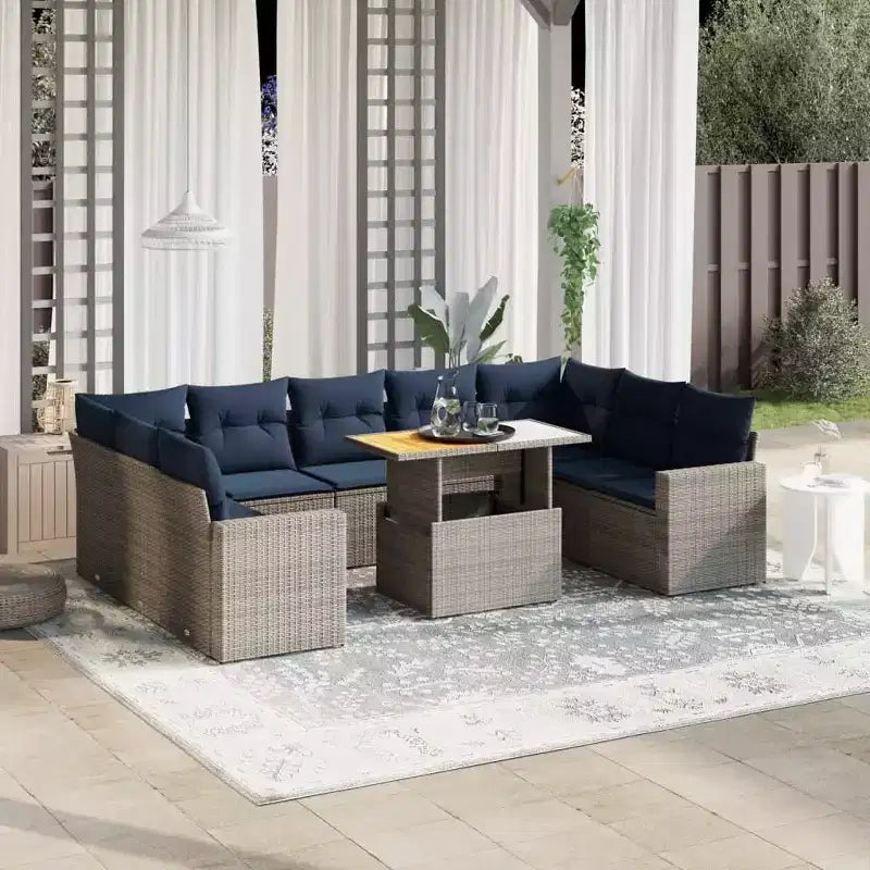 Set di divani da patio vidaXL da 10 pezzi con cuscini, polirattan