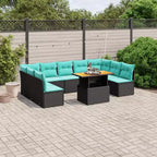 Set di divani da patio vidaXL da 10 pezzi con cuscini, polirattan