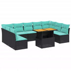 vidaXL 10 Piece Patio Sofa Set with Cushions Poly Rattan
