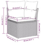 vidaXL 11-teiliges Gartensofa-Set mit Kissen, Poly-Rattan