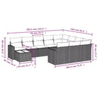 vidaXL 11-teiliges Gartensofa-Set mit Kissen, Poly-Rattan