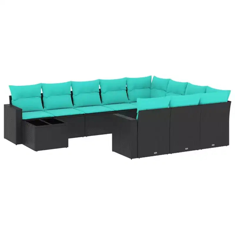 vidaXL 11 Piece Garden Sofa Set with Cushions Poly Rattan